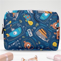 Seamless Pattern Vector Submarine With Sea Animals Cartoon Make Up Pouch (medium) by Wegoenart