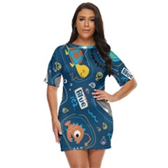 Seamless Pattern Vector Submarine With Sea Animals Cartoon Just Threw It On Dress by Wegoenart