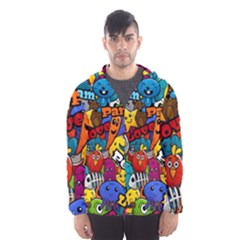 Graffiti Characters Seamless Pattern Men s Hooded Windbreaker by Wegoenart