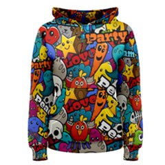 Graffiti Characters Seamless Pattern Women s Pullover Hoodie by Wegoenart