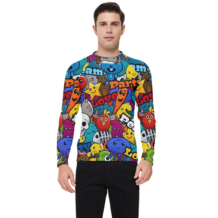 Graffiti Characters Seamless Pattern Men s Long Sleeve Rash Guard