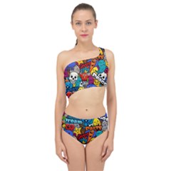 Graffiti Characters Seamless Pattern Spliced Up Two Piece Swimsuit by Wegoenart