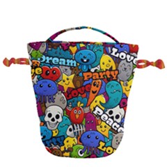 Graffiti Characters Seamless Pattern Drawstring Bucket Bag by Wegoenart