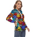 Graffiti Characters Seamless Pattern Zip Up Long Sleeve Blouse View3