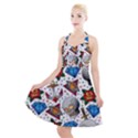 Full Color Flash Tattoo Patterns Halter Party Swing Dress  View1