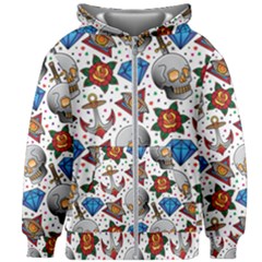 Full Color Flash Tattoo Patterns Kids  Zipper Hoodie Without Drawstring by Wegoenart