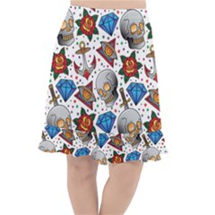 Full Color Flash Tattoo Patterns Fishtail Chiffon Skirt by Wegoenart