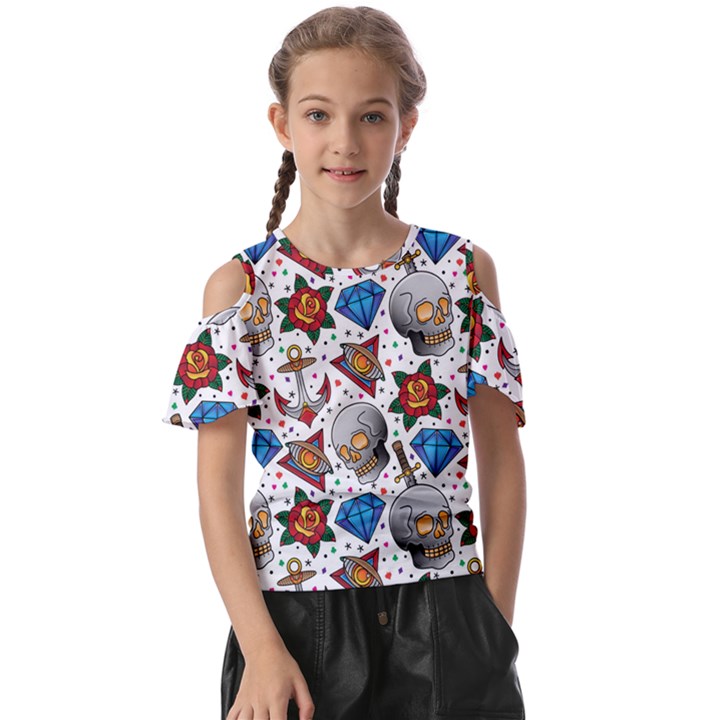 Full Color Flash Tattoo Patterns Kids  Butterfly Cutout Tee