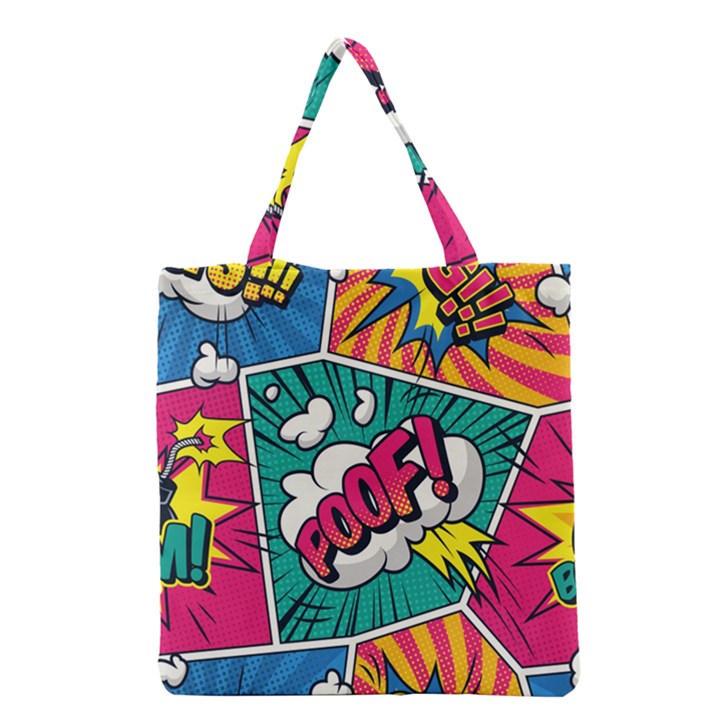 Comic Colorful Seamless Pattern Grocery Tote Bag