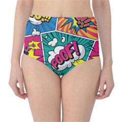 Comic Colorful Seamless Pattern Classic High-waist Bikini Bottoms by Wegoenart