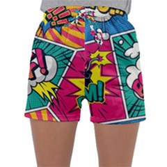 Comic Colorful Seamless Pattern Sleepwear Shorts by Wegoenart