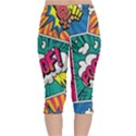 Comic Colorful Seamless Pattern Velvet Capri Leggings  View2