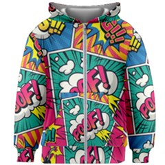 Comic Colorful Seamless Pattern Kids  Zipper Hoodie Without Drawstring by Wegoenart