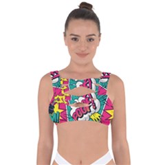 Comic Colorful Seamless Pattern Bandaged Up Bikini Top by Wegoenart