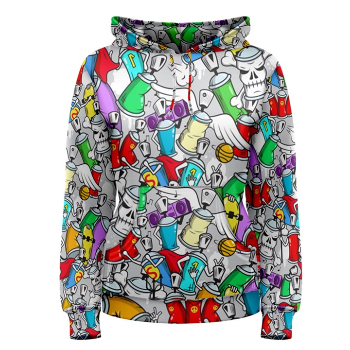 Graffit Characters Seamless Pattern Art Women s Pullover Hoodie