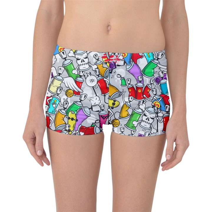 Graffit Characters Seamless Pattern Art Reversible Boyleg Bikini Bottoms