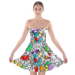 Graffit Characters Seamless Pattern Art Strapless Bra Top Dress