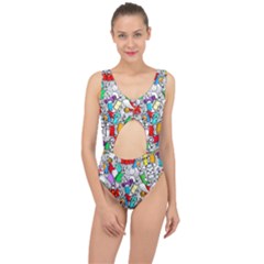 Graffit Characters Seamless Pattern Art Center Cut Out Swimsuit