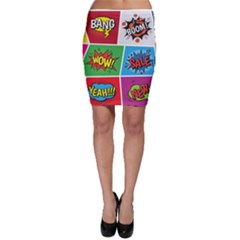 Pop Art Comic Vector Speech Cartoon Bubbles Popart Style With Humor Text Boom Bang Bubbling Expressi Bodycon Skirt by Wegoenart