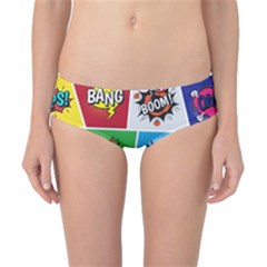 Pop Art Comic Vector Speech Cartoon Bubbles Popart Style With Humor Text Boom Bang Bubbling Expressi Classic Bikini Bottoms by Wegoenart