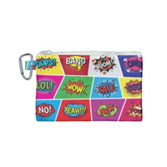 Pop Art Comic Vector Speech Cartoon Bubbles Popart Style With Humor Text Boom Bang Bubbling Expressi Canvas Cosmetic Bag (small)