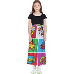 Pop Art Comic Vector Speech Cartoon Bubbles Popart Style With Humor Text Boom Bang Bubbling Expressi Kids  Flared Maxi Skirt by Wegoenart