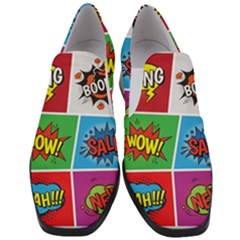 Pop Art Comic Vector Speech Cartoon Bubbles Popart Style With Humor Text Boom Bang Bubbling Expressi Women Slip On Heel Loafers by Wegoenart