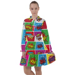 Pop Art Comic Vector Speech Cartoon Bubbles Popart Style With Humor Text Boom Bang Bubbling Expressi All Frills Chiffon Dress by Wegoenart