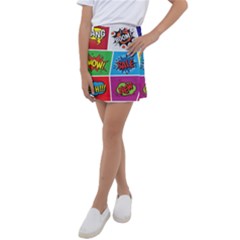 Pop Art Comic Vector Speech Cartoon Bubbles Popart Style With Humor Text Boom Bang Bubbling Expressi Kids  Tennis Skirt by Wegoenart