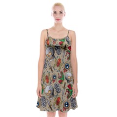 Tattoo Pattern Spaghetti Strap Velvet Dress by Wegoenart