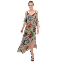 Tattoo Pattern Maxi Chiffon Cover Up Dress by Wegoenart