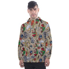 Tattoo Pattern Men s Front Pocket Pullover Windbreaker by Wegoenart