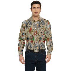 Tattoo Pattern Men s Long Sleeve Pocket Shirt  by Wegoenart