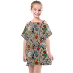 Tattoo Pattern Kids  One Piece Chiffon Dress