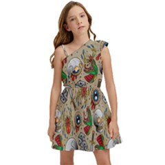 Tattoo Pattern Kids  One Shoulder Party Dress by Wegoenart