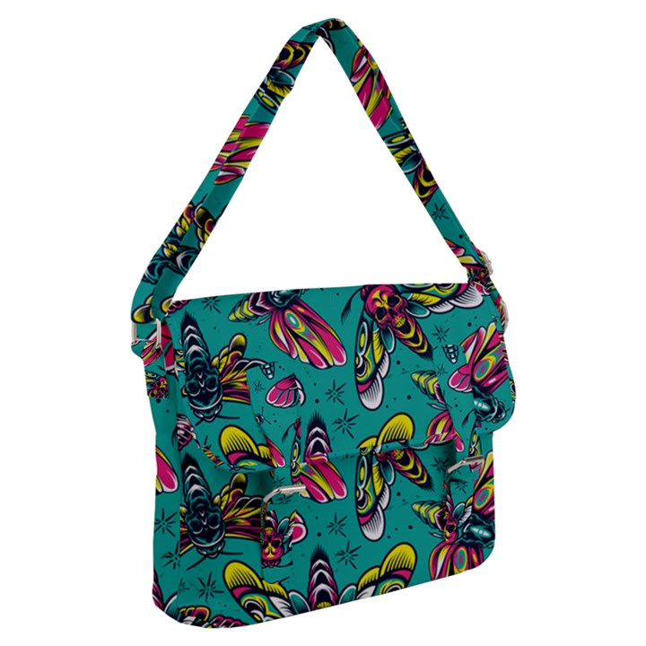 Vintage Colorful Insects Seamless Pattern Buckle Messenger Bag