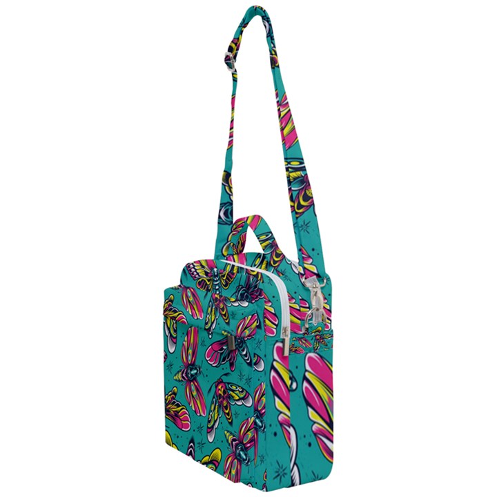 Vintage Colorful Insects Seamless Pattern Crossbody Day Bag