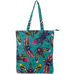 Vintage Colorful Insects Seamless Pattern Double Zip Up Tote Bag by Wegoenart