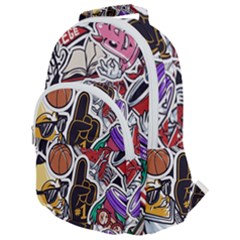 Vintage College Colorful Seamless Pattern Rounded Multi Pocket Backpack by Wegoenart