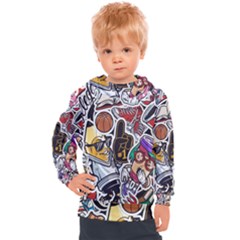 Vintage College Colorful Seamless Pattern Kids  Hooded Pullover by Wegoenart