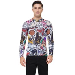 Vintage College Colorful Seamless Pattern Men s Long Sleeve Rash Guard by Wegoenart