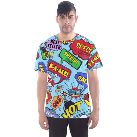 Comic Bubbles Seamless Pattern Men s Sport Mesh Tee by Wegoenart