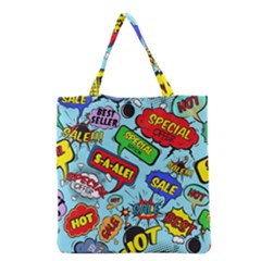 Comic Bubbles Seamless Pattern Grocery Tote Bag