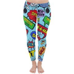 Comic Bubbles Seamless Pattern Classic Winter Leggings by Wegoenart