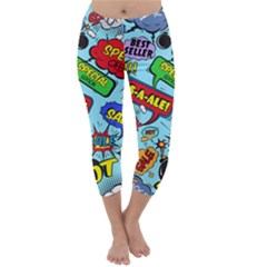 Comic Bubbles Seamless Pattern Capri Winter Leggings  by Wegoenart