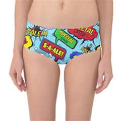 Comic Bubbles Seamless Pattern Mid-waist Bikini Bottoms by Wegoenart