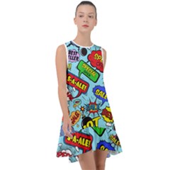 Comic Bubbles Seamless Pattern Frill Swing Dress by Wegoenart