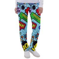 Comic Bubbles Seamless Pattern Women s Casual Pants by Wegoenart