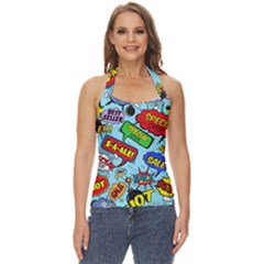 Comic Bubbles Seamless Pattern Basic Halter Top by Wegoenart