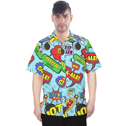 Comic Bubbles Seamless Pattern Men s Hawaii Shirt by Wegoenart